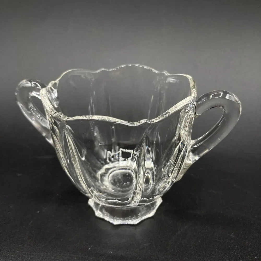 Cambridge Elegant Glass Corinth Optic Clear Mini Creamer & Open Sugar Bowl Set